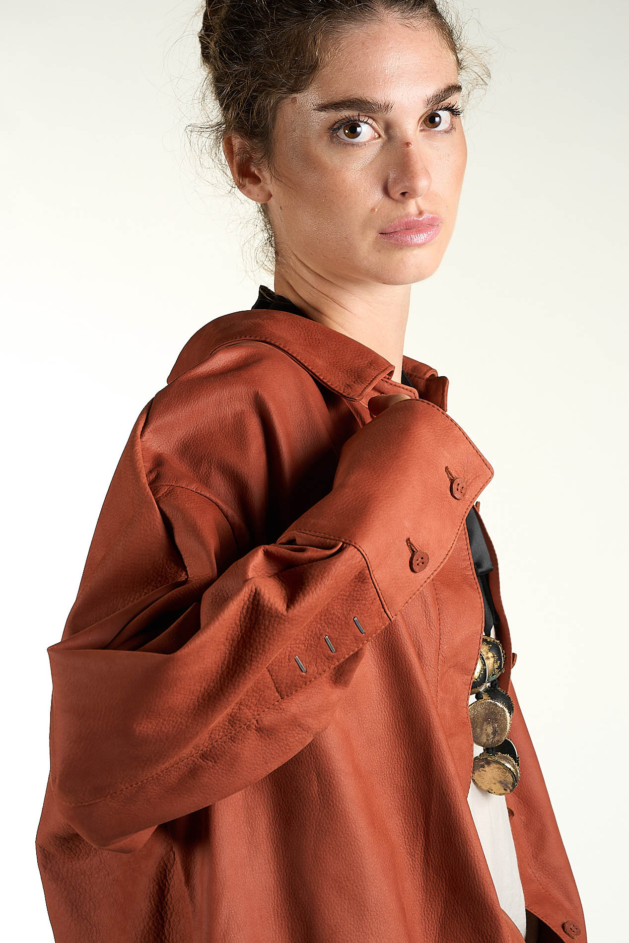DANIELE BASTA LEATHER AND SILVER JACKET